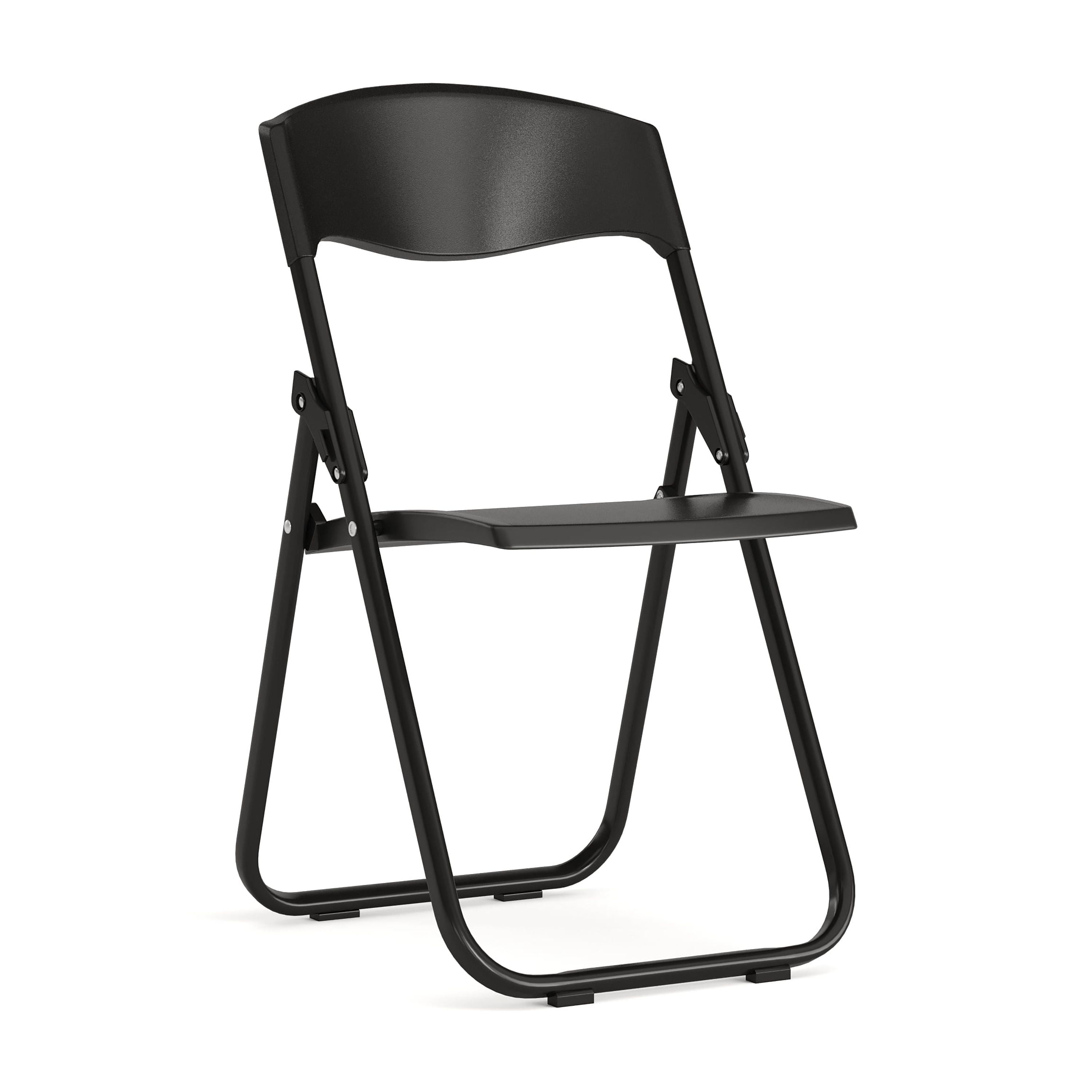 Flash Furniture HERCULES Series 500 lb. Capacity Heavy Duty Black Plastic Folding Chair with Built-in Ganging Brackets
