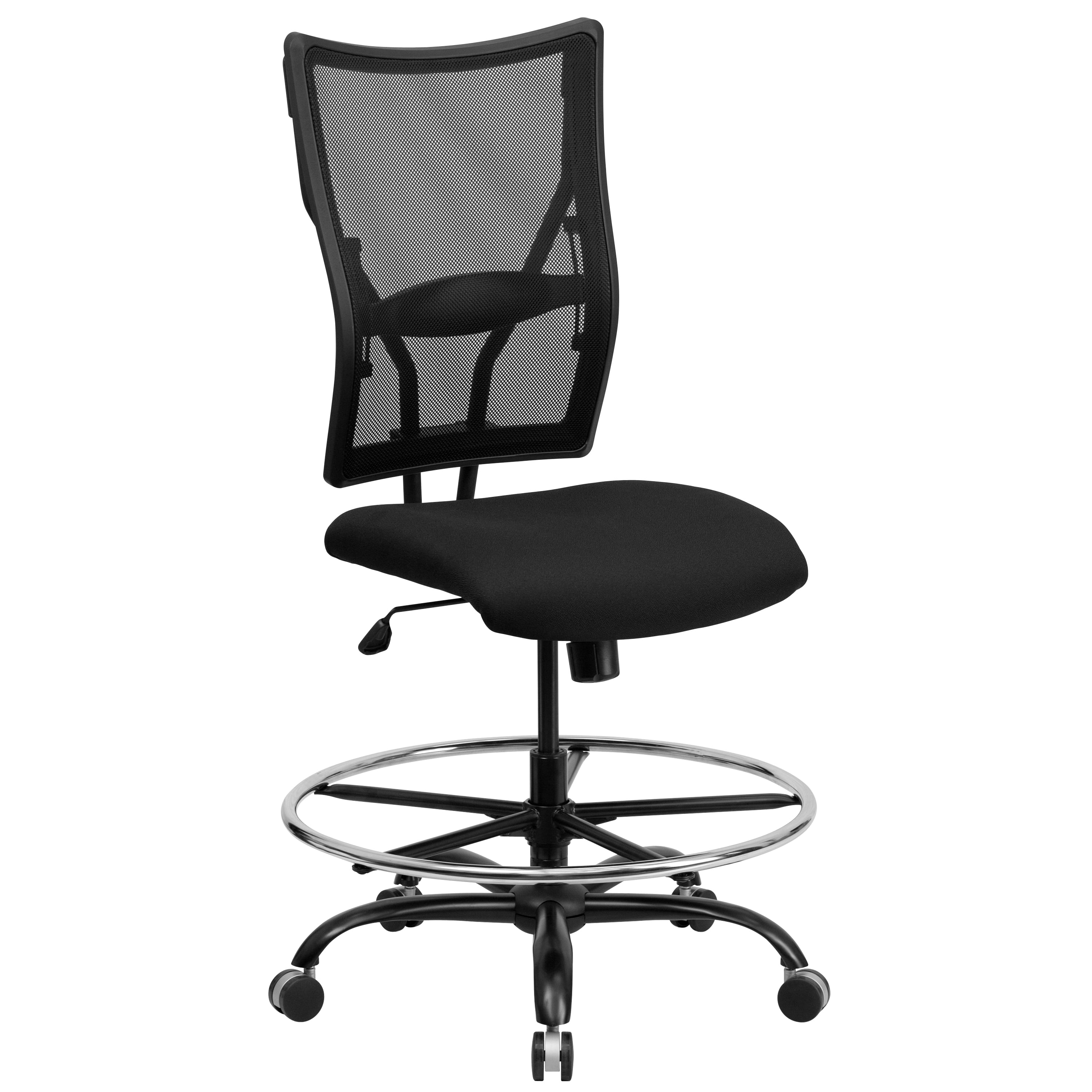 BizChair Big & Tall 400 lb. Rated Black Mesh Ergonomic Drafting Chair