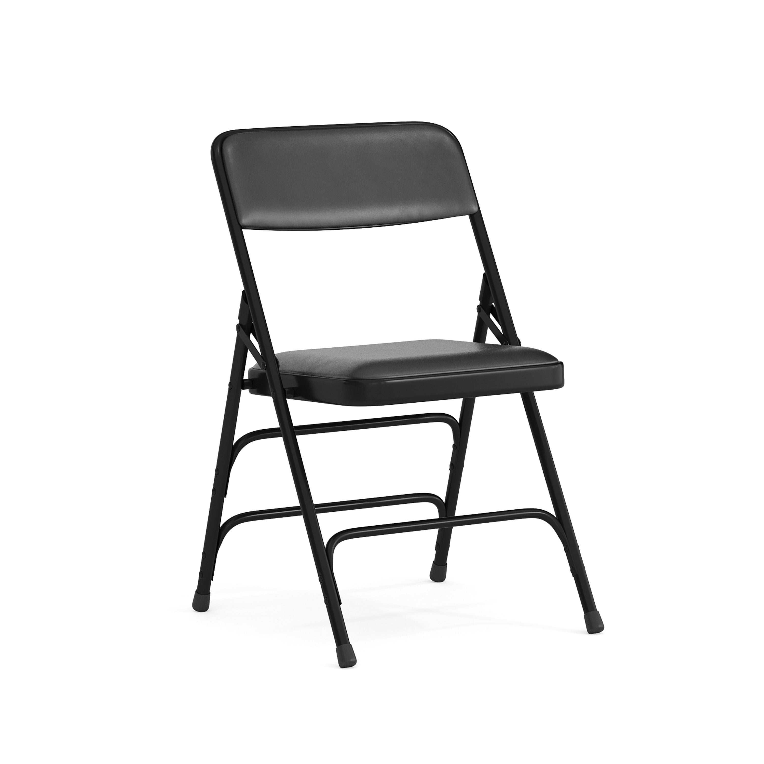 Flash Furniture HERCULES Series Curved Triple Braced & Double Hinged Black Vinyl Metal Folding Chair