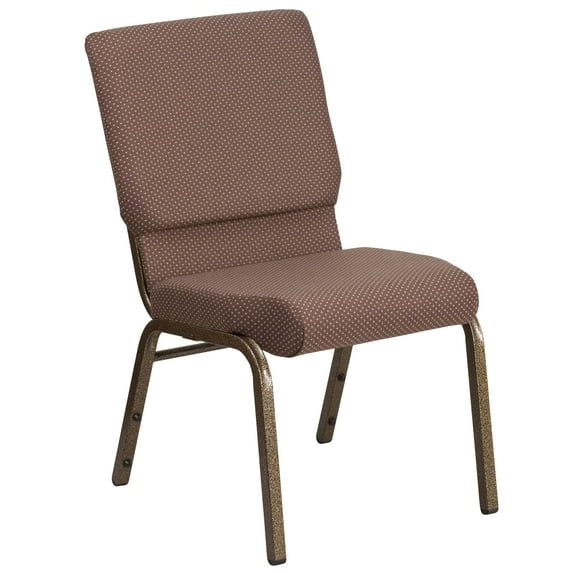 Flash Furniture Hercules Series 18.5"W Upholstered Adult Church Chair with Book Pouch, Brown Dot