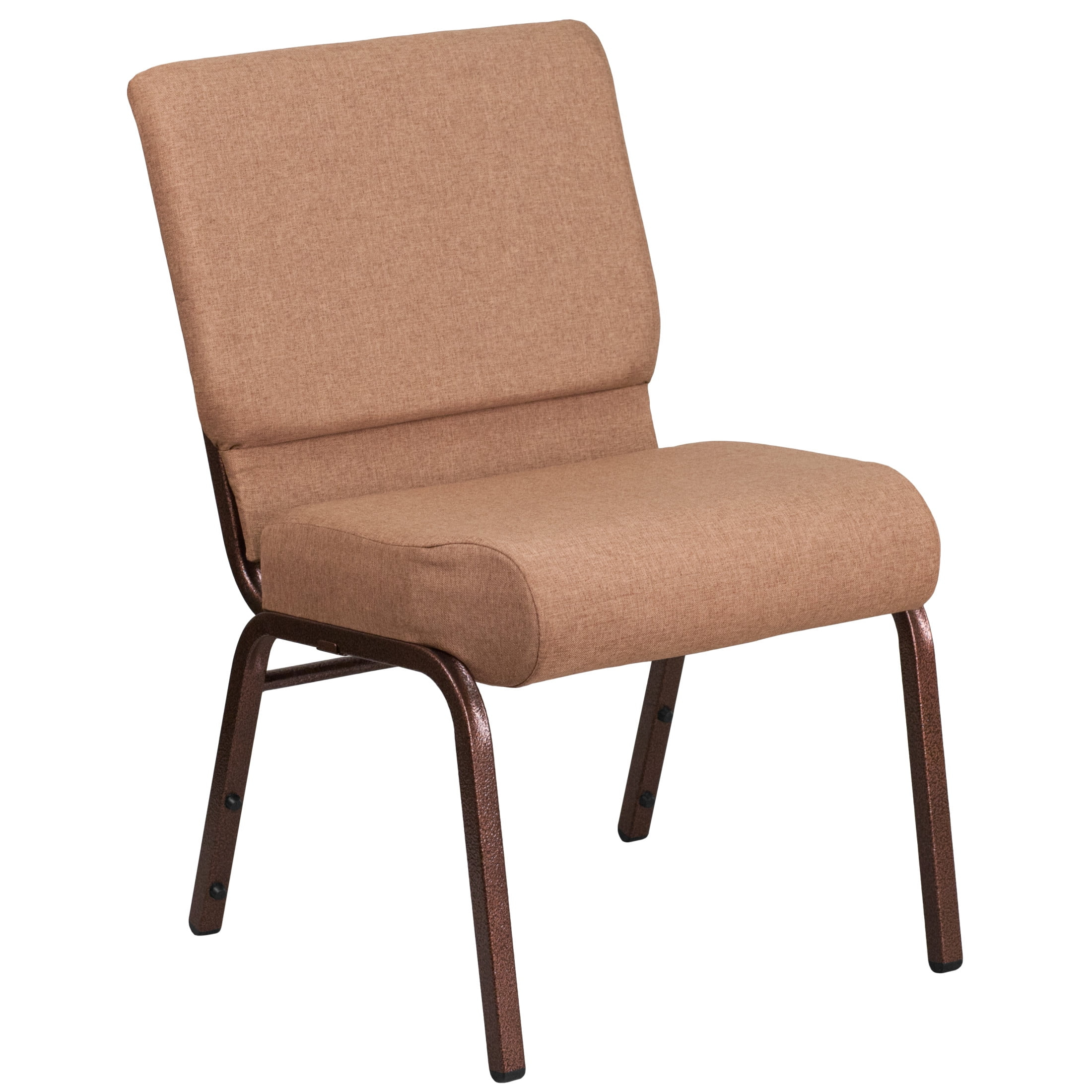 Flash Furniture Hercules Series 21"W Upholstered Adult Church Chair with Book Pouch, Caramel