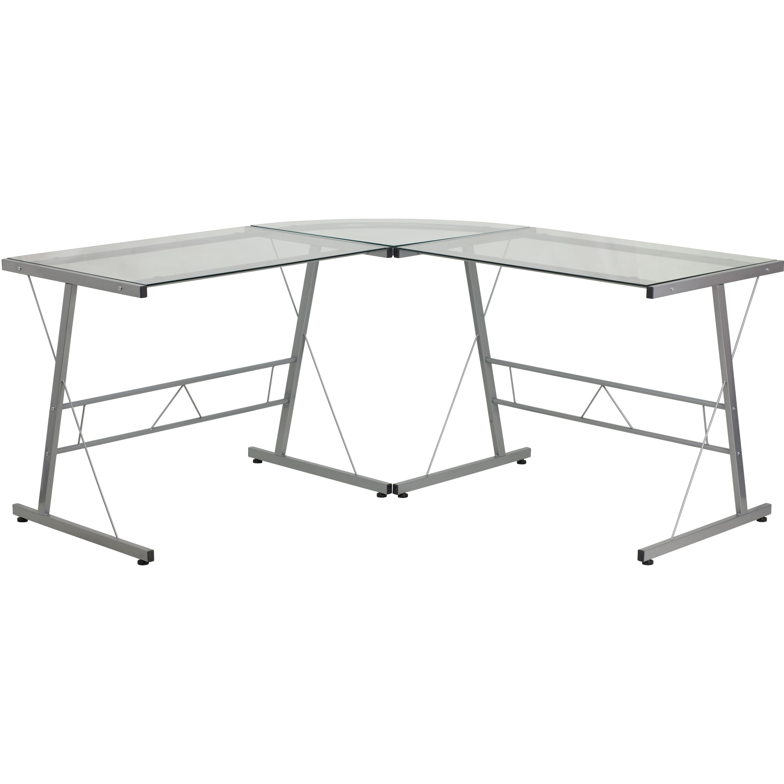 Flash Furniture L-Shaped Desk 83.5" Computer Corner Desk, Gaming Corner Desk, Home Office Corner Desk, Gaming Desk, Easy to Assemble, Clear
