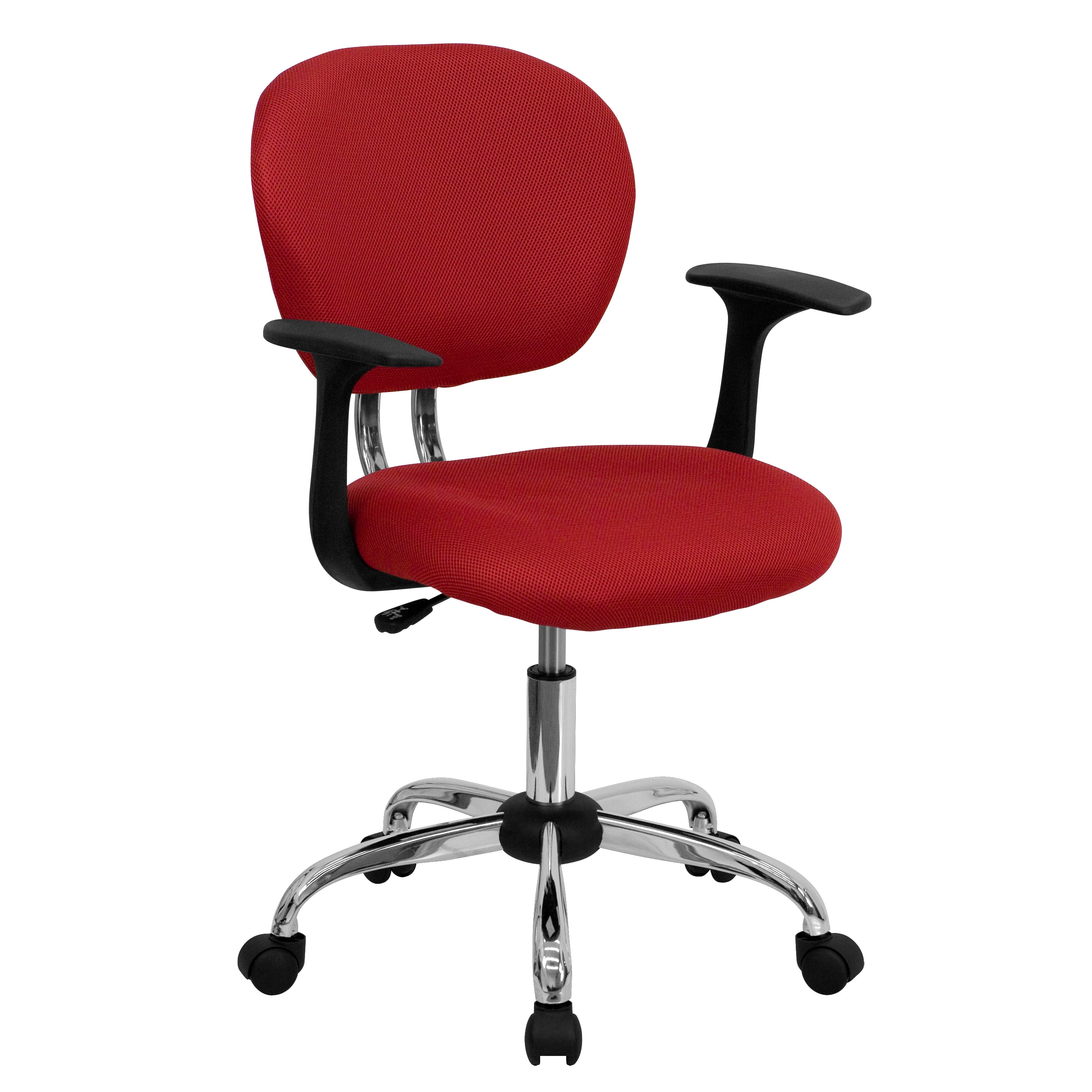 Flash Furniture Mid-Back Red Mesh Padded Swivel Task Office Chair with Chrome Base and Arms