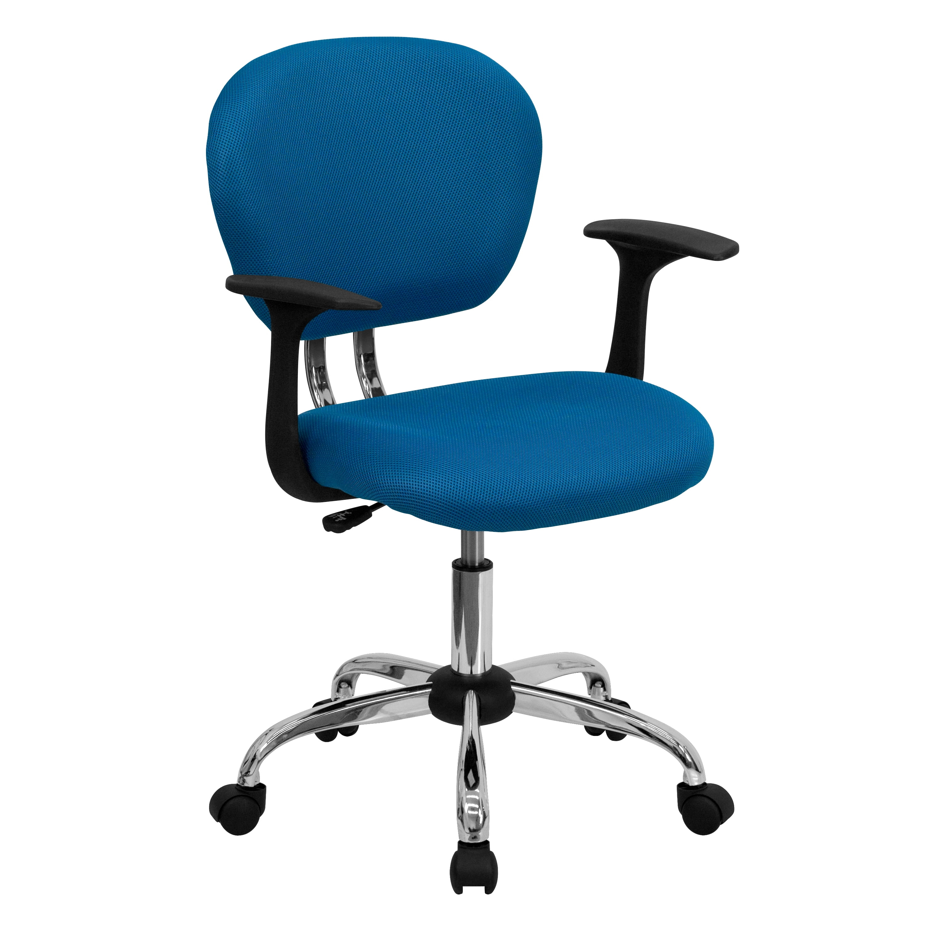 Flash Furniture Mid-Back Turquoise Mesh Padded Swivel Task Office Chair with Chrome Base and Arms