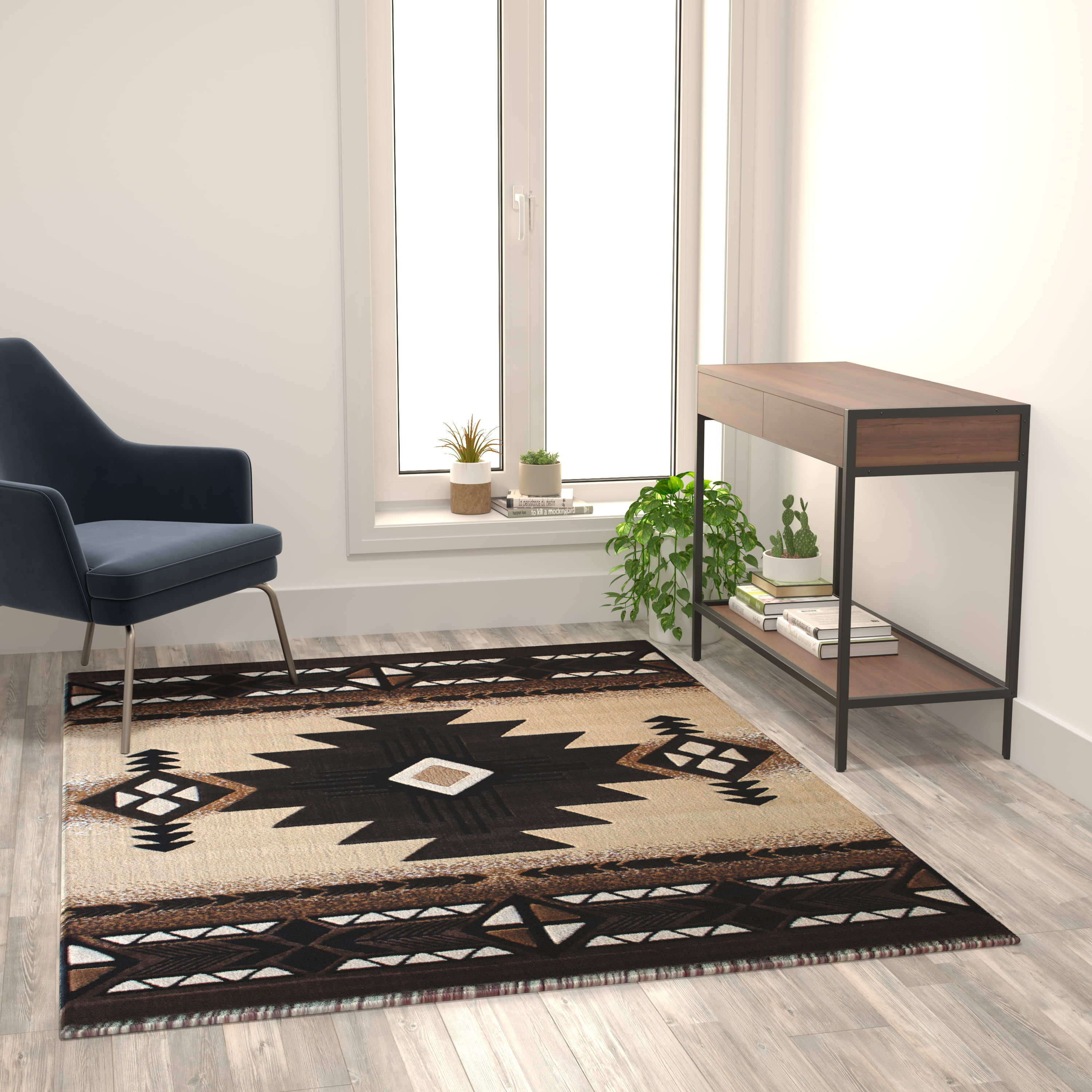 Flash Furniture Mohave Rectangular Southwestern Black, Beige, Brown Area Rug, 5' x 7'