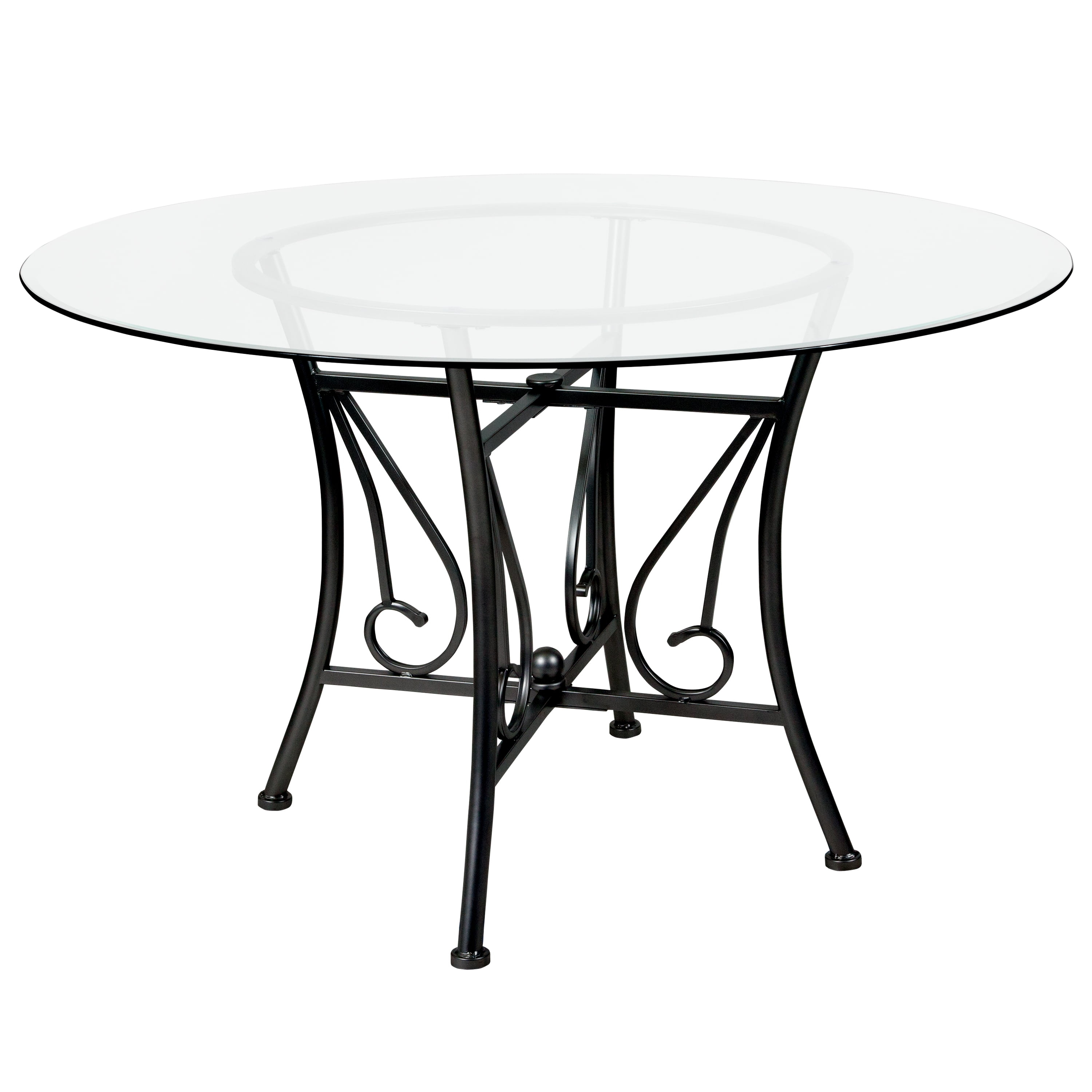 Flash Furniture Princeton 48'' Round Glass Dining Table with Black Metal Frame
