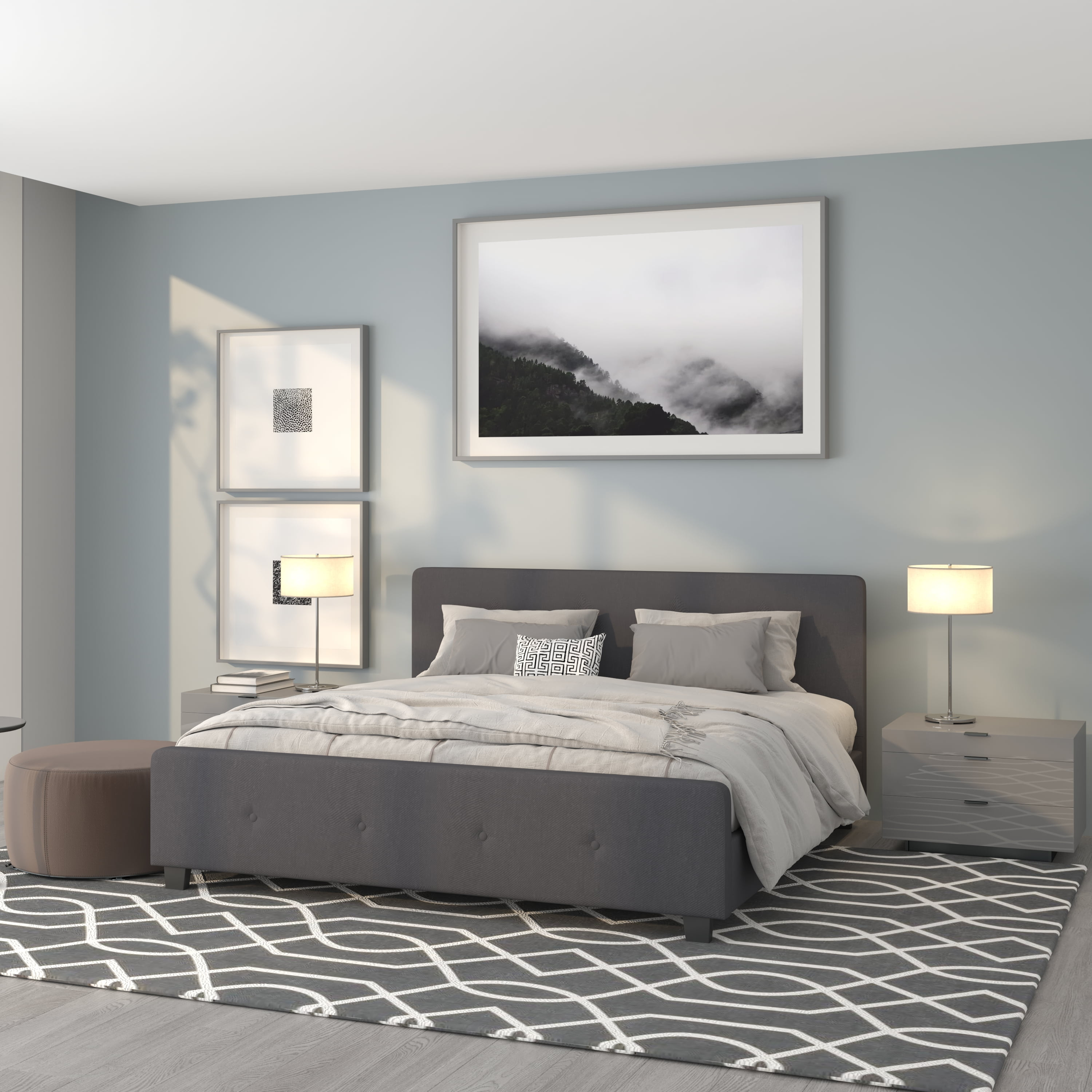 Flash Furniture Platform Bed,Tribeca,King,Dark Gray HG-32-GG
