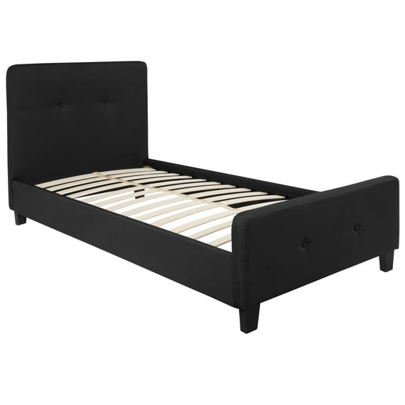 Flash Furniture Tribeca Twin Size Tufted Upholstered Platform Bed in Black Fabric