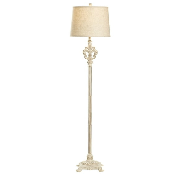 Chandler 62.5" White Polyresin Floor Lamp with Linen Shade