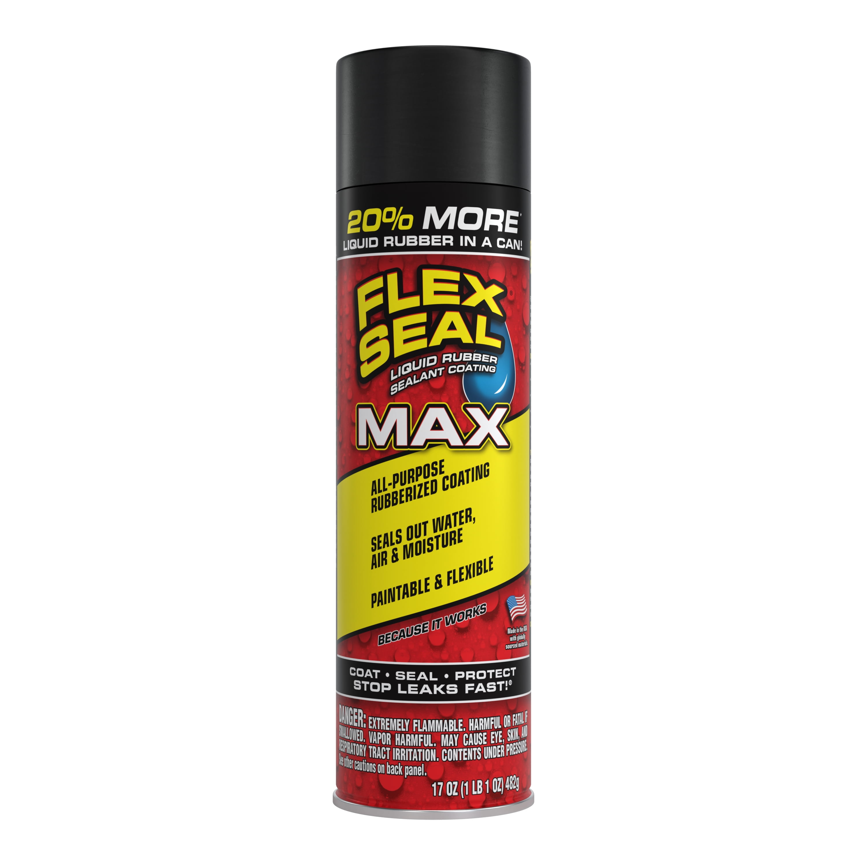 Flex Seal MAX Aerosol Liquid Rubber Sealant Coating, 17 oz, Black
