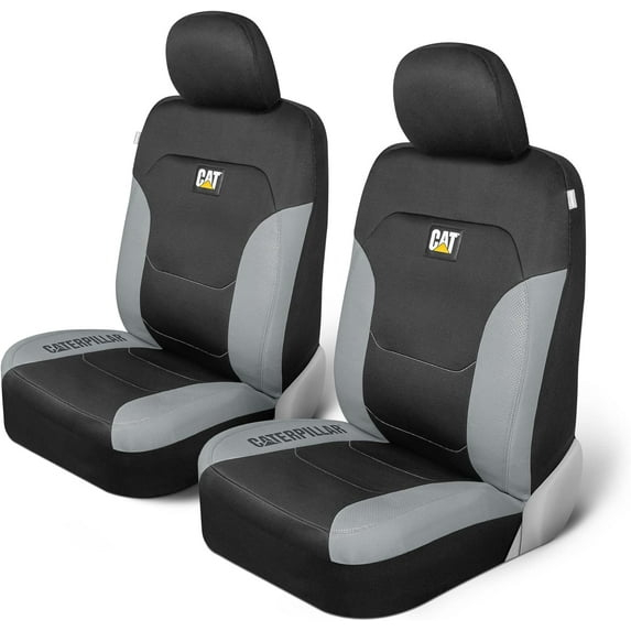 Universal Fit Black and Gray Poly-Cotton Automotive Seat Covers