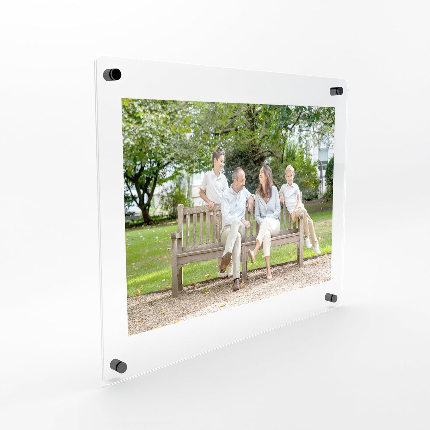 Floating Acrylic Picture Frame 10x10, Double Panel Fits Art up to 6x8 inches - Black