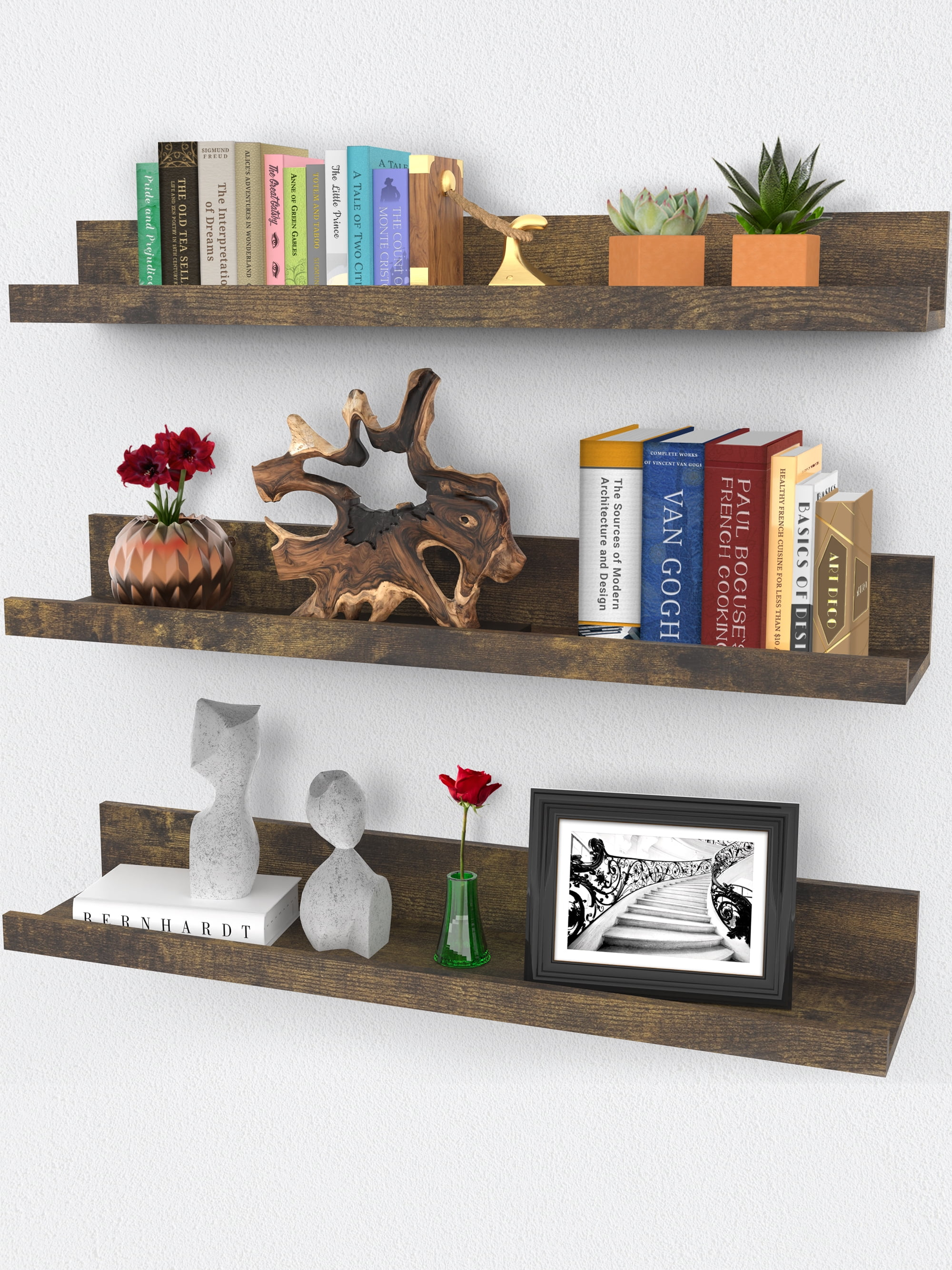 Floating Shelves, Set of 3 Wall Shelves (Multiple Sizes & Colors) by Icona Bay