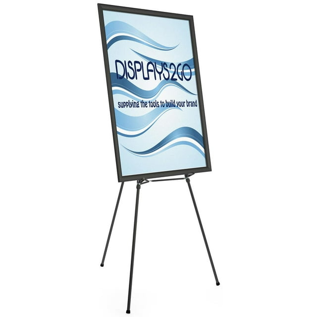 Floor Easel for Art or Display, Adjustable Height, with 36" x 48" Snap Frame (Black Aluminum) (EASSF3648B)