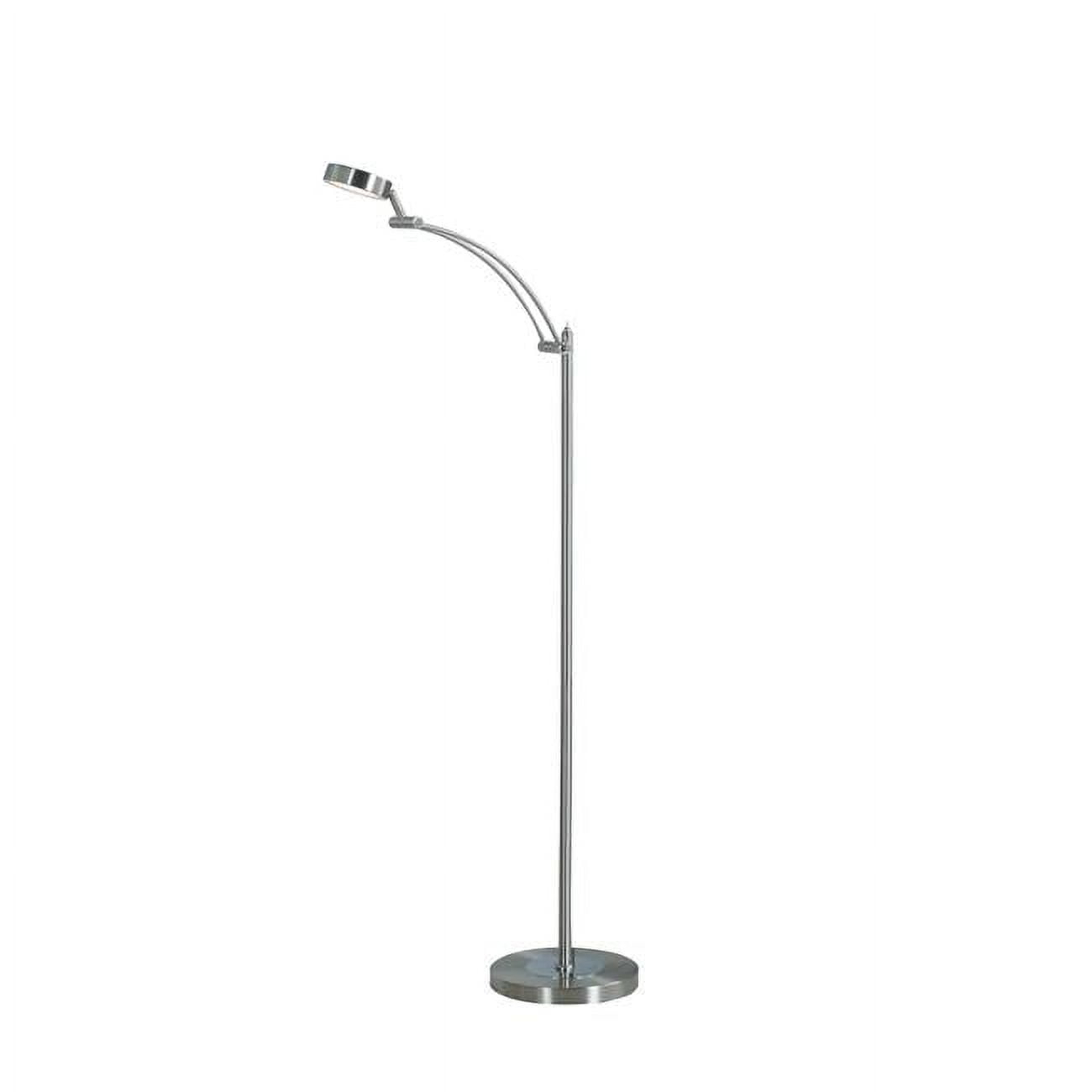 Floor Lamp with Metal Tube Design Body and Adjustable Head, Silver - Saltoro Sherpi