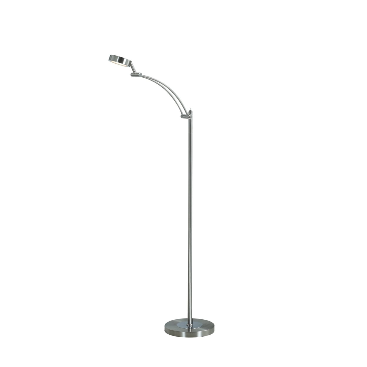 Floor Lamp with Metal Tube Design Body and Adjustable Head, Silver - Saltoro Sherpi