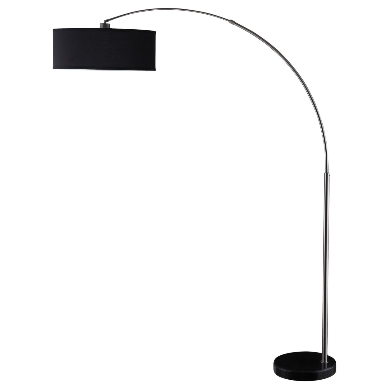 Floor Lamp with Pendant Drum Shade and Arched Arm Black - Saltoro Sherpi