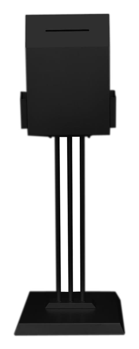Floor-Standing Ballot Box with (2) 4.5-Inch Brochure Pockets, 45-inch-tall Suggestion Box Stand - Black (YCHL402BLK)
