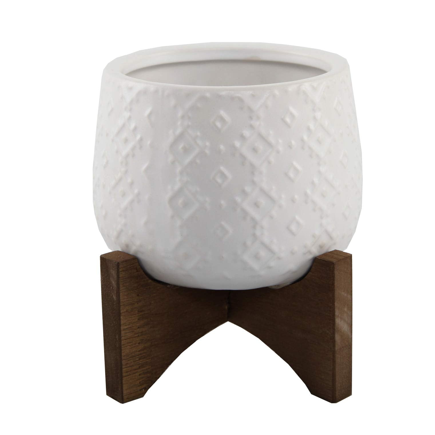 Flora Bunda 3.5 Inch Indian Ceramic on Stand Mid Century,Matte White 3.5"