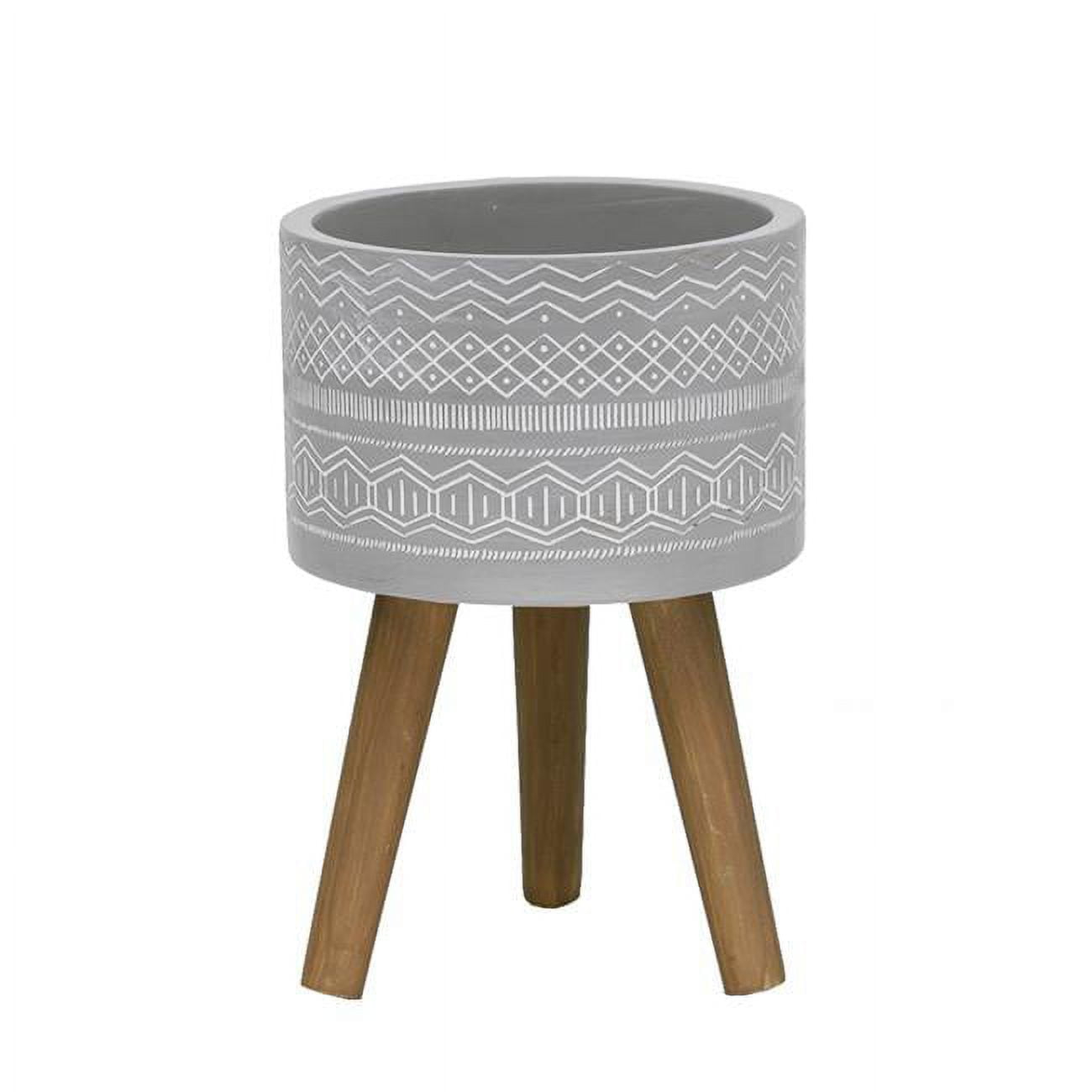 Flora Bunda Mid-Century 10" Tribal Fiberglass planter Grey