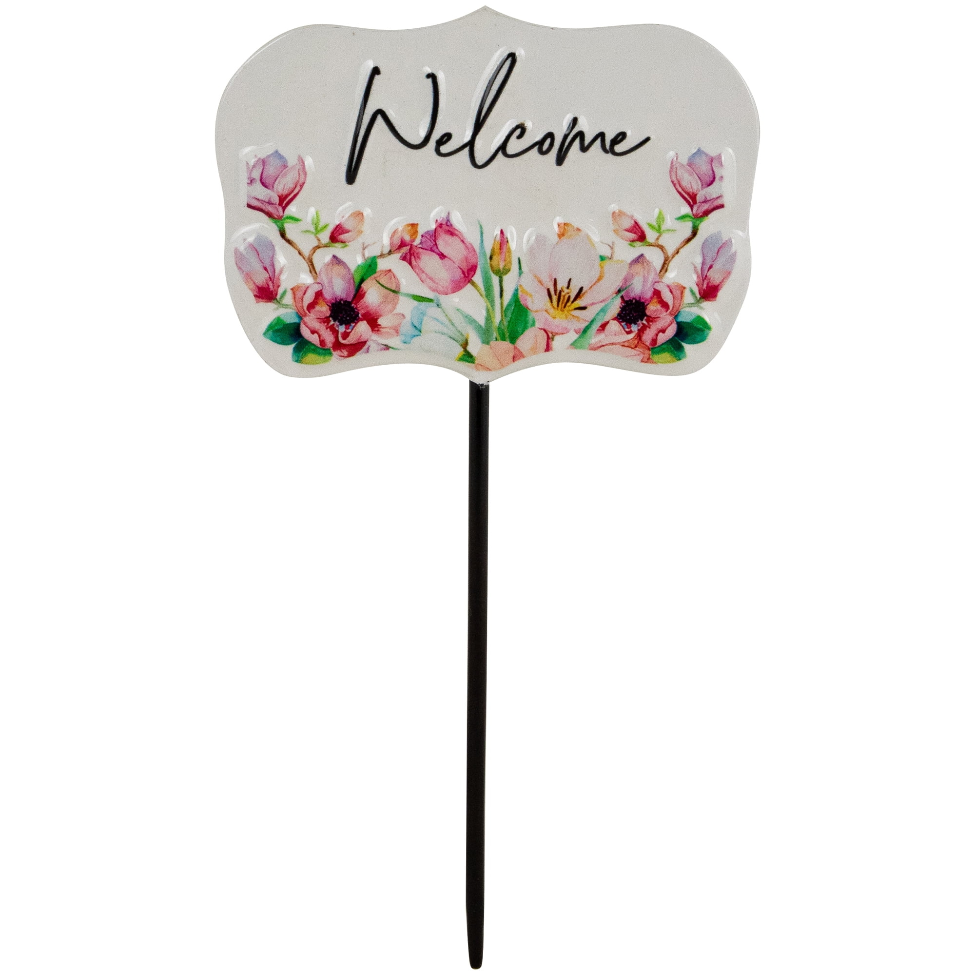 Northlight Floral Welcome Outdoor Yard Metal Garden Stake - 8" - White