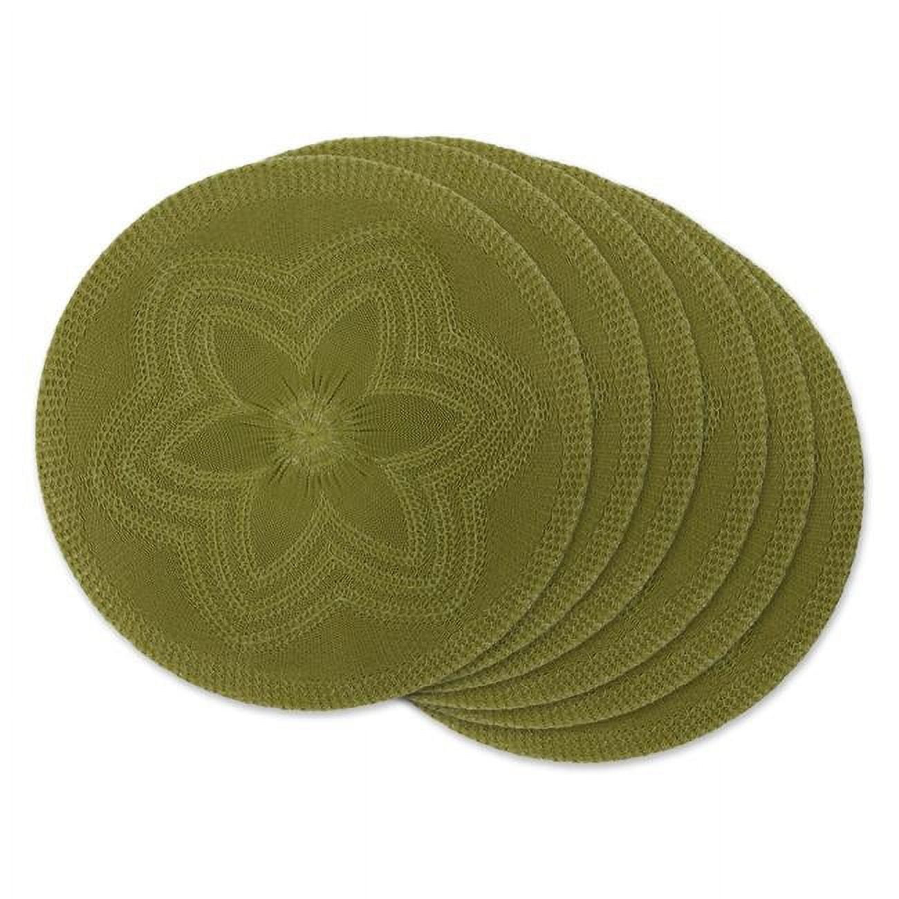 Antique Green Floral Woven Round Placemat (Set of 6)