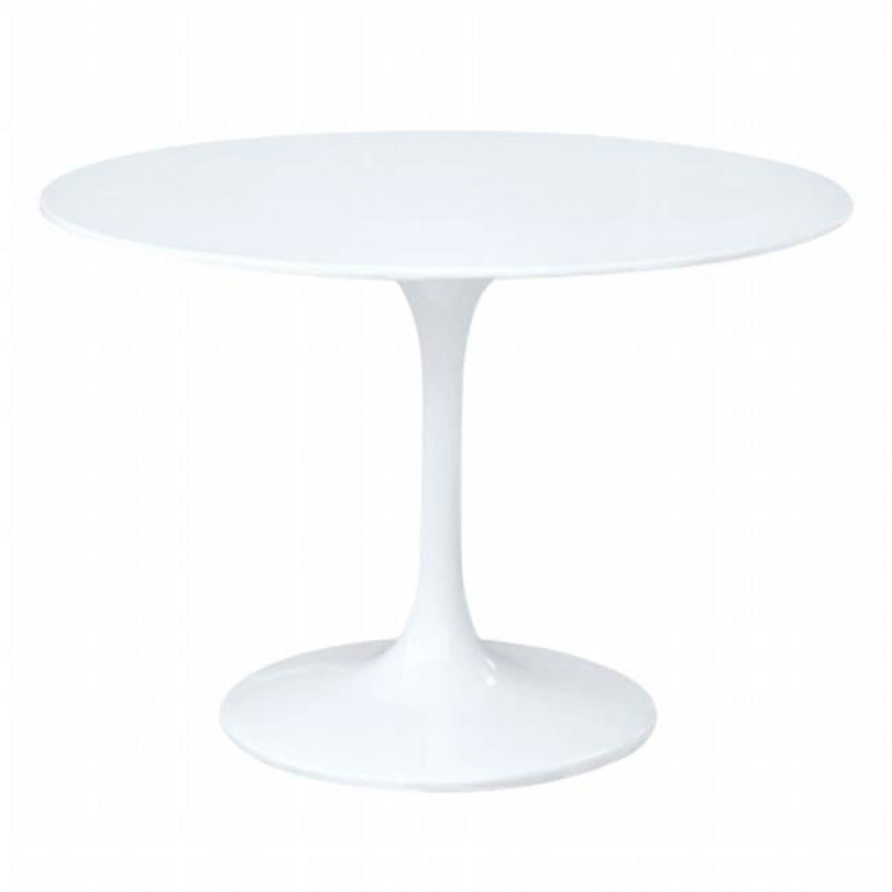 White Round Fiberglass Dining Table with Cast Aluminum Base