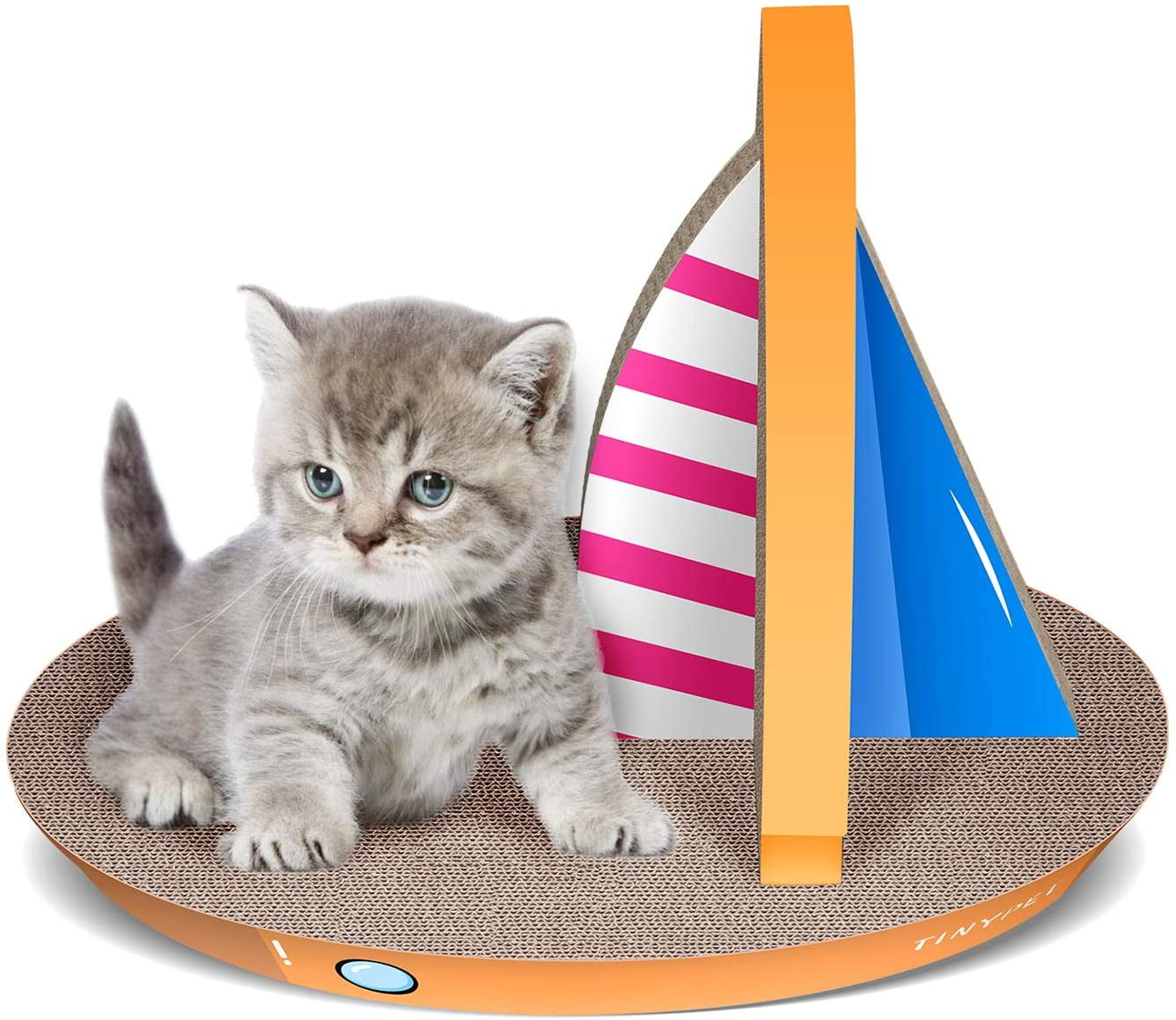 FluffyDream Cat Condo Scratcher Post Cardboard, Sailboat Shape Cat Scratching Lounge Bed