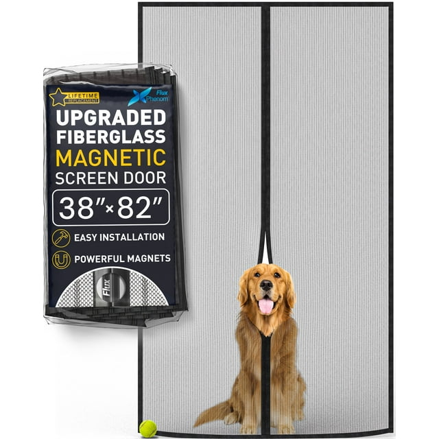 Easy Install Upgraded Magnetic Screen Door Mesh 38”x82” – Strong Magnets, Pet Tested, Keeps Bugs Out