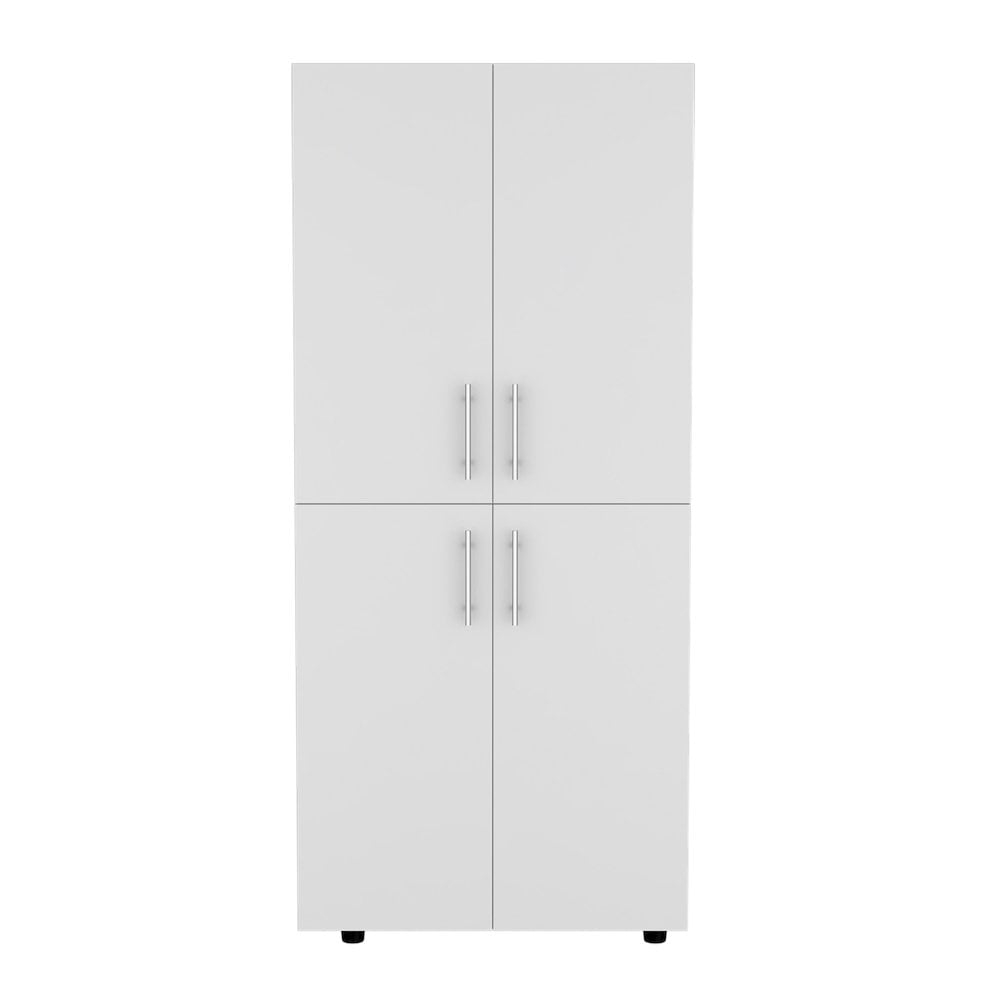 George Oliver Hazel Armoire In Melamine With 2 Doors , 4 Shelves And 2 Clothes Hanging Bar
