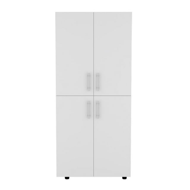 George Oliver Hazel Armoire In Melamine With 2 Doors , 4 Shelves And 2 Clothes Hanging Bar