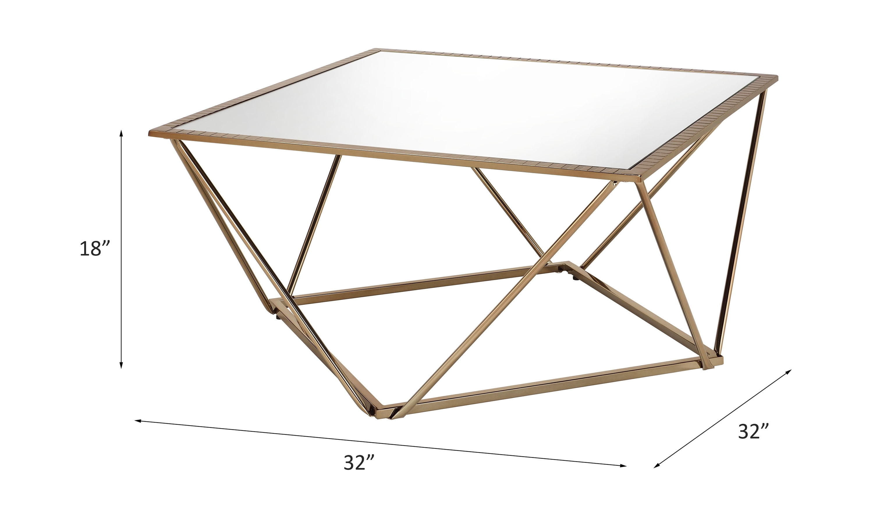 ACME Fogya Square Coffee Table in Mirrored and Champagne Gold