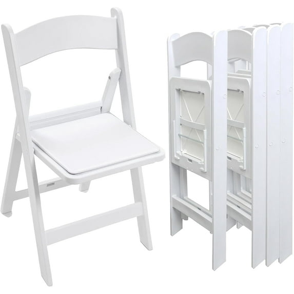 4 Pack Folding Chairs, Lightweight Resin Folding Chairs, Comfortable Event Chair Padded Seats Indoor Outdoor for Party Picnic School Wedding, White