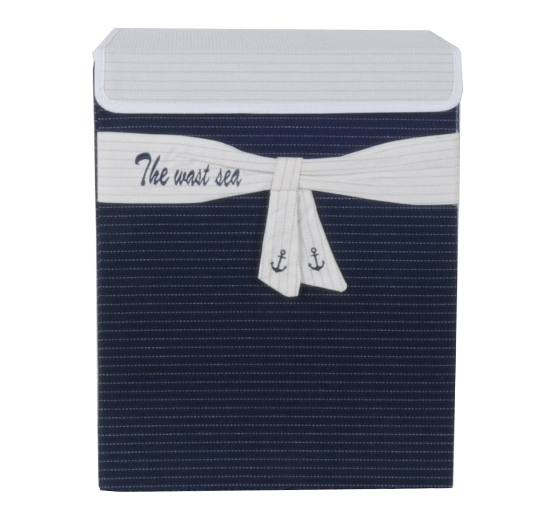 Foldable Navy Blue Fabric Lined Storage Basket
