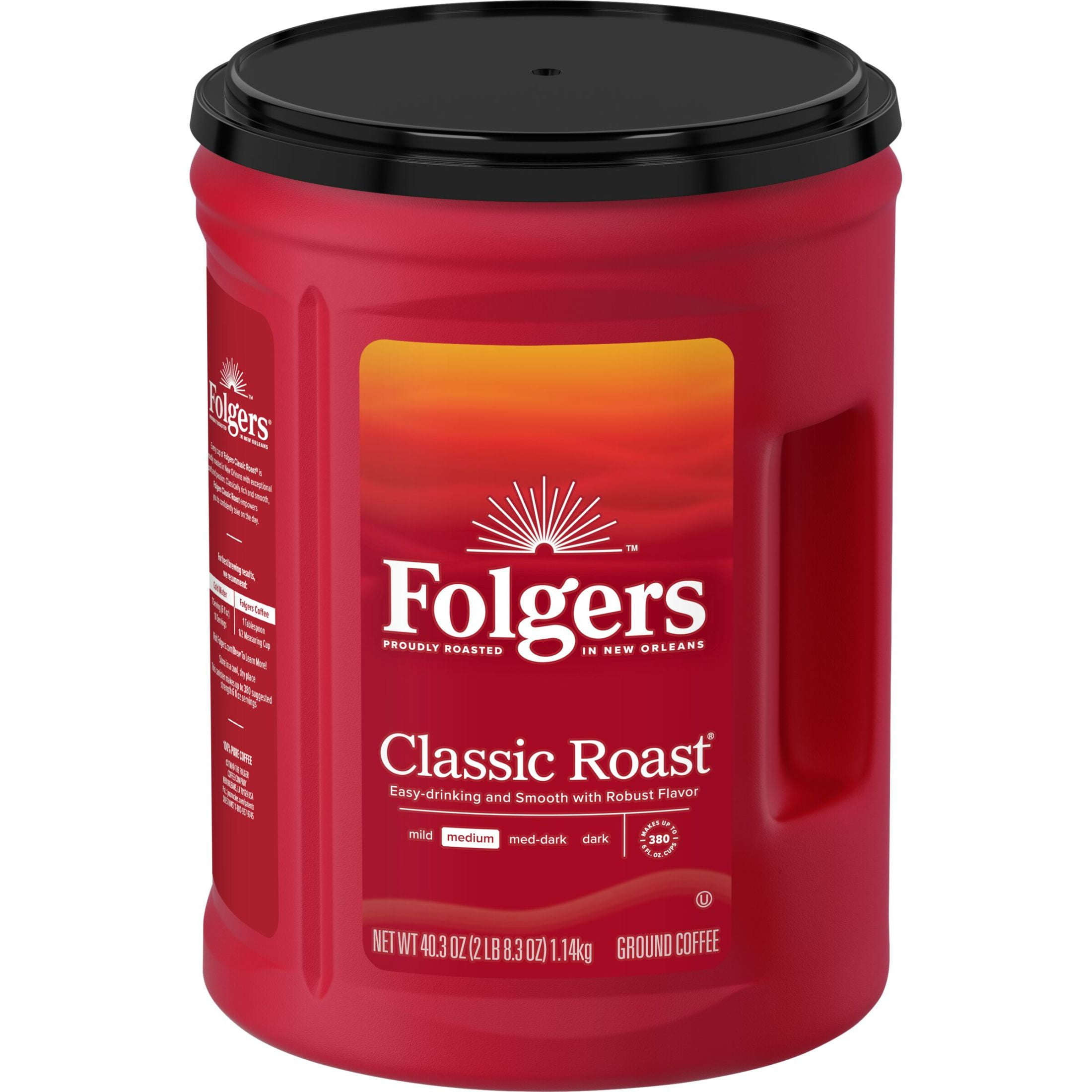 Folgers Classic Roast Ground Coffee, Medium Roast, 40.3 Oz. Canister