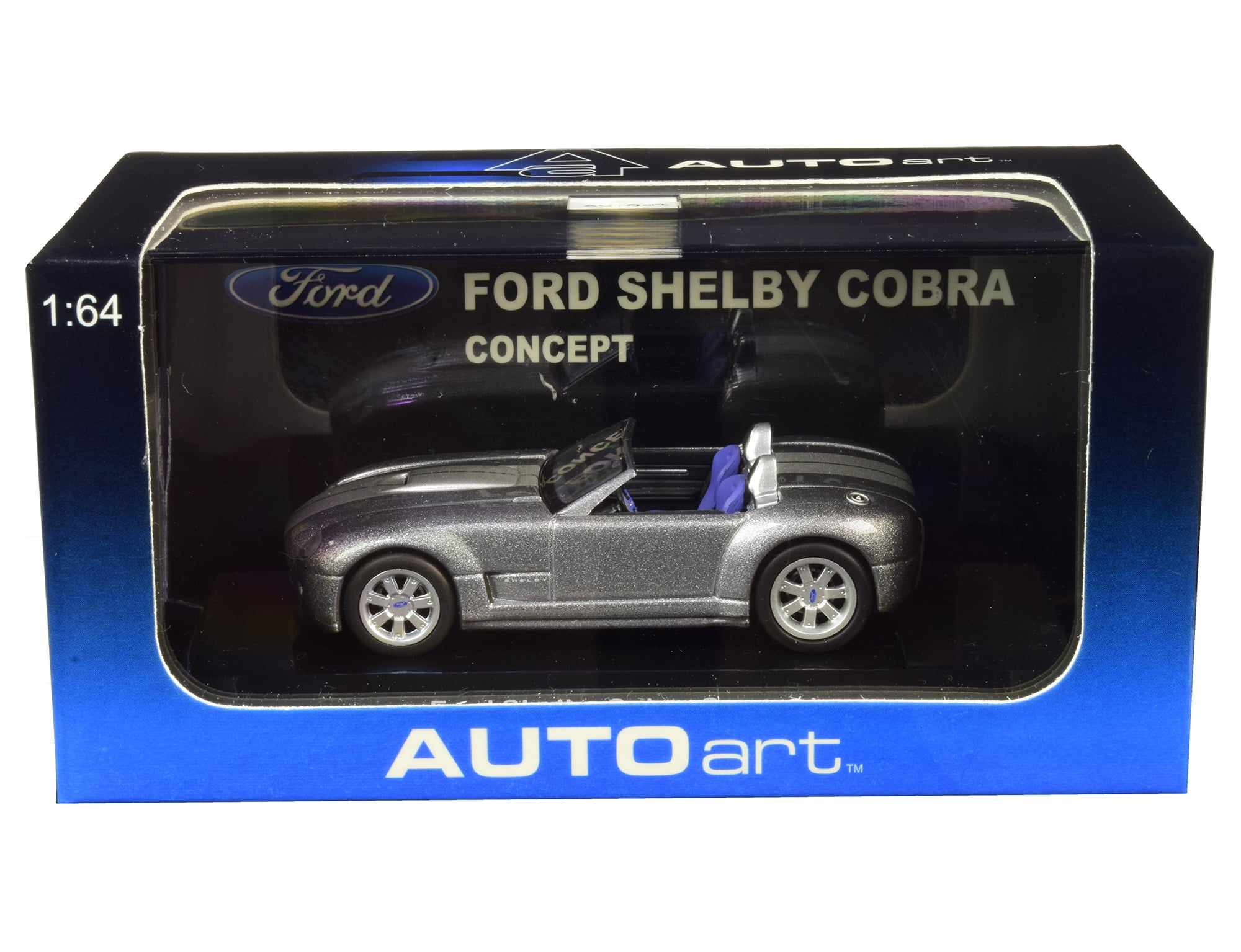 Ford Shelby Cobra Concept Tungsten Silver Metallic with Gray Stripes 1/64 Diecast Model Car by Autoart