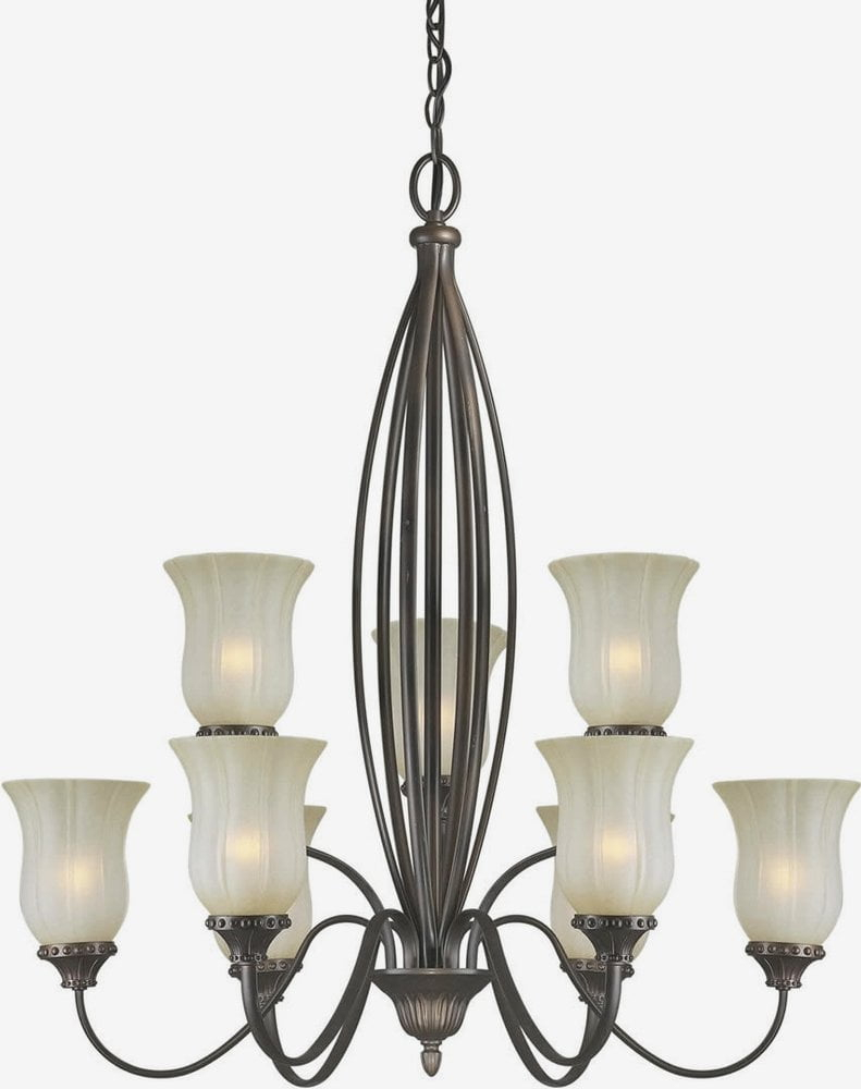 Forte Lighting 2333-09 32Wx35h 9 Light Chandelier - Bronze