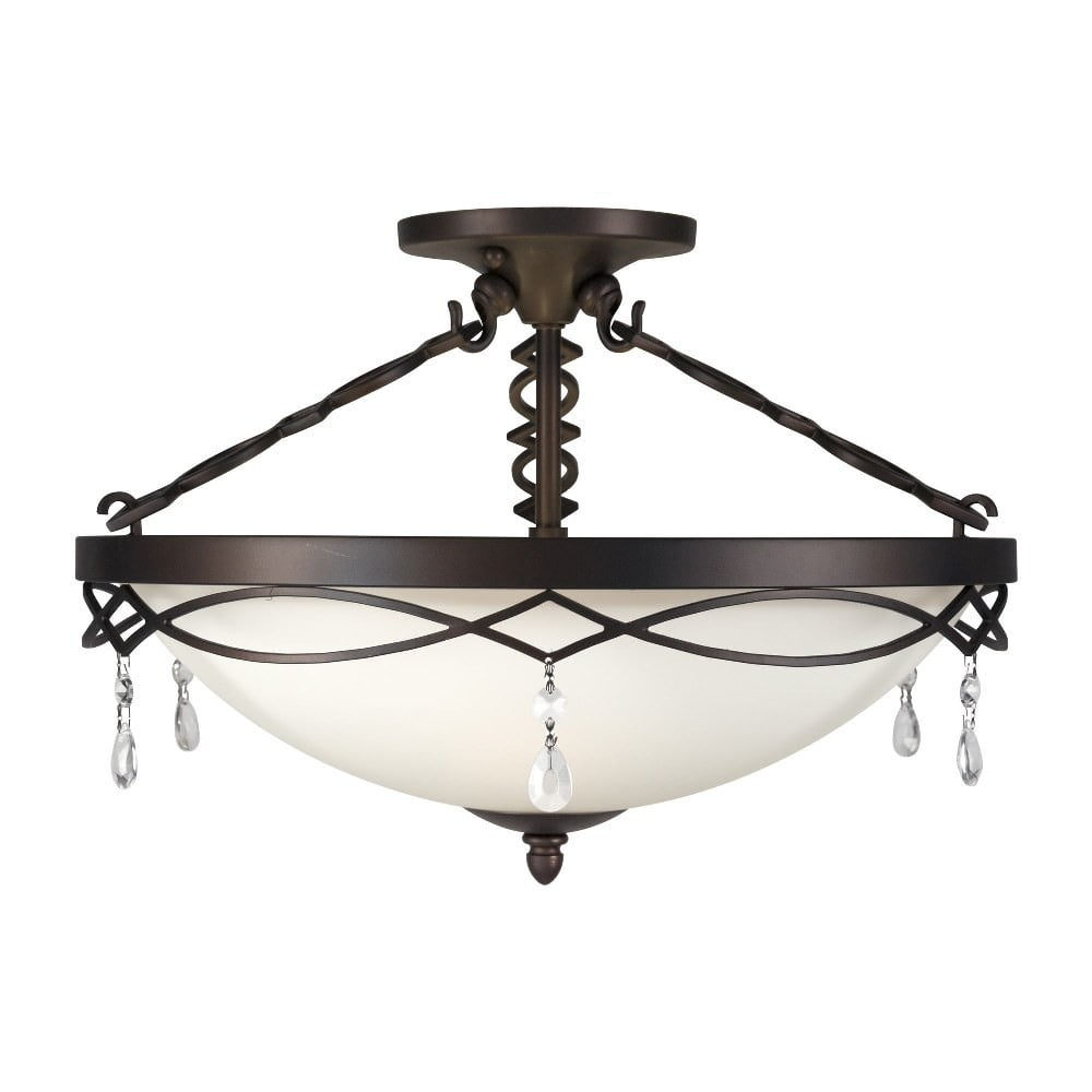 Forte Lighting 2496-03 3 Light 18" Wide Semi-Flush Bowl Ceiling Fixture - Bronze