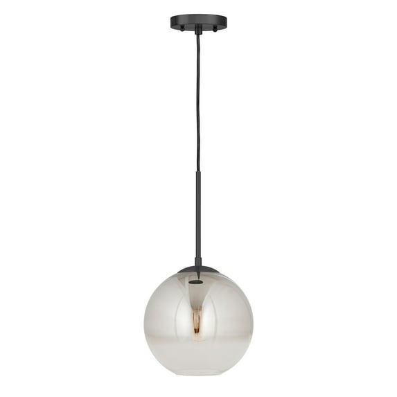 Callisto  1-Light Black Pendant with Chrome Ombre Globe Glass Shade