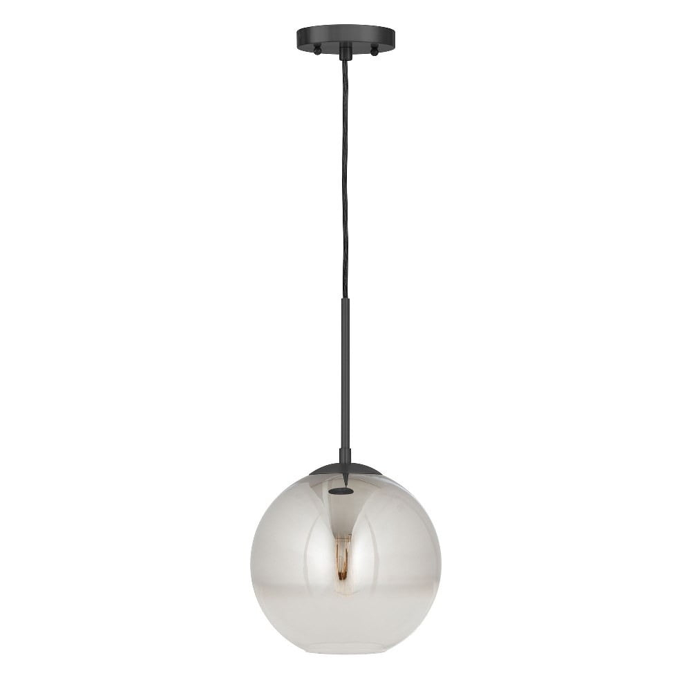 Callisto  1-Light Black Pendant with Chrome Ombre Globe Glass Shade