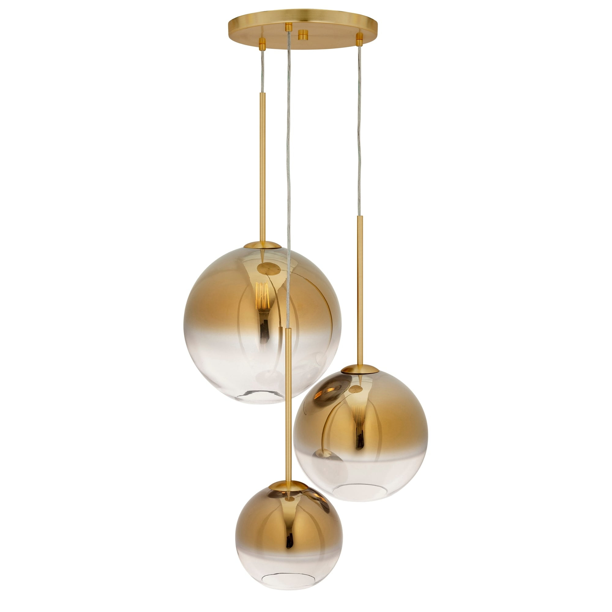 Callisto  3-Light Soft Gold Ombre Glass Pendant with Soft Gold Ombre Globe Glass Shade - Soft Gold