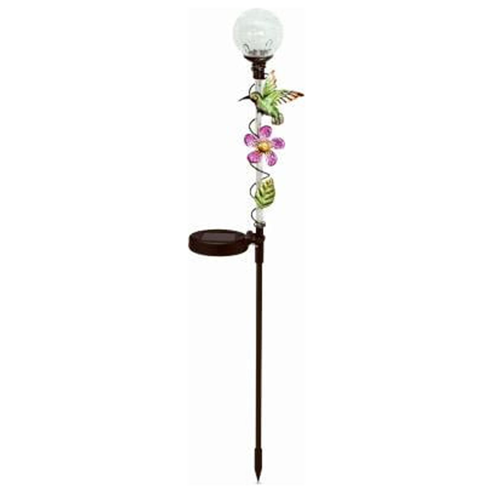 Four Seasons Courtyard 830-1430 Solar Stake Light, Color-Changing Ball With Hummingbird - Quantity 1