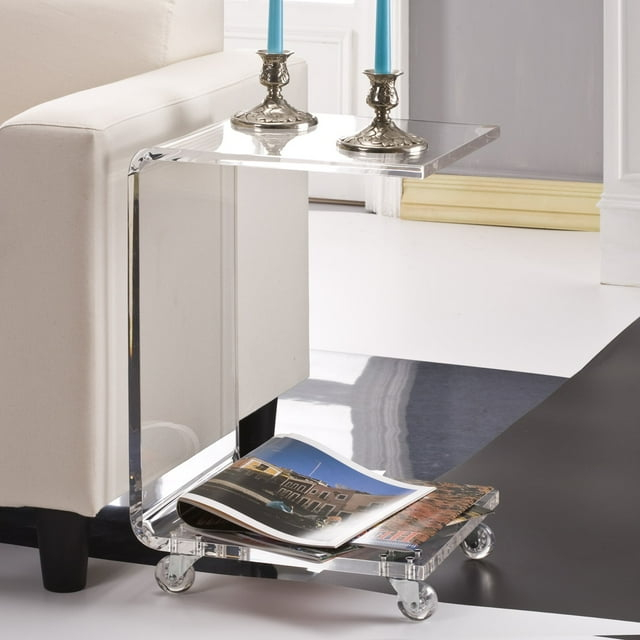 Fox Hill Trading Pure Decor C Shape Lucite and Acrylic Accent Table - Clear