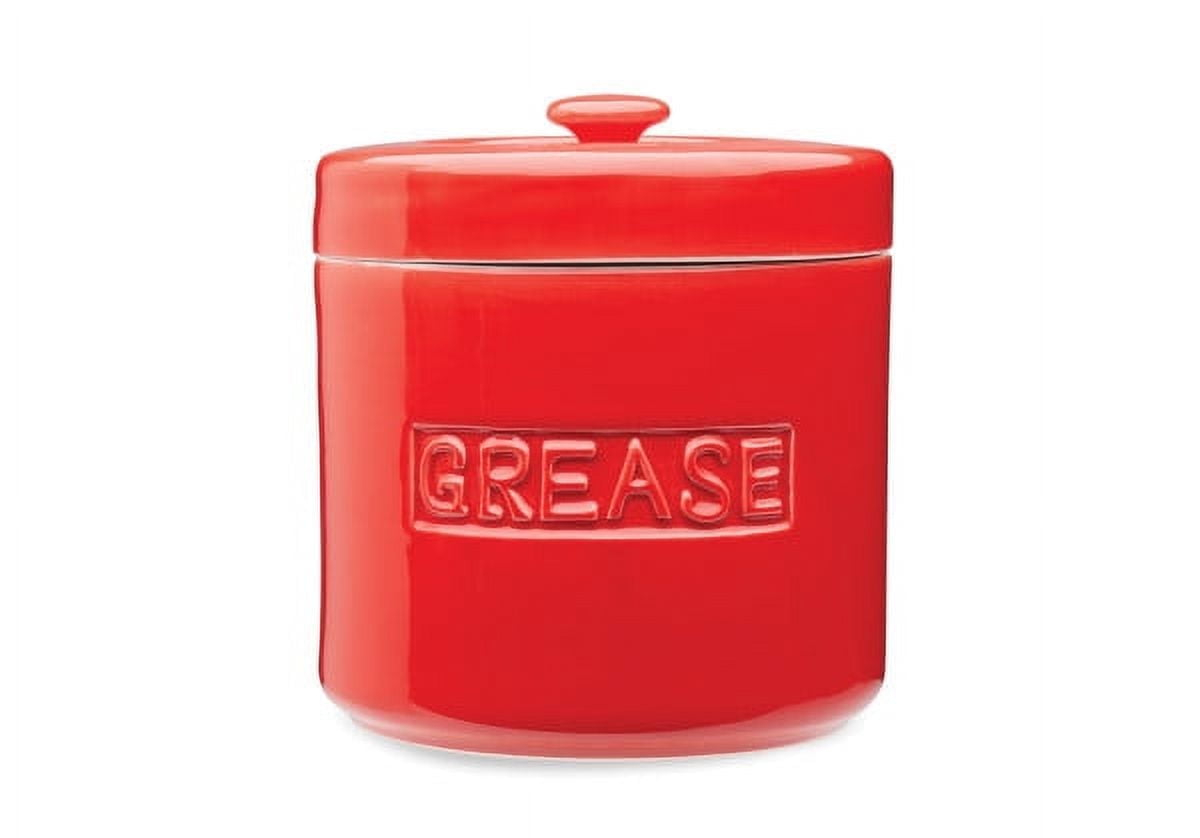 Fox Run Grease Container, Red Porcelain, 4 cup capacity