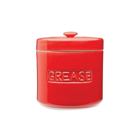 Fox Run Grease Container, Red Porcelain, 4 cup capacity