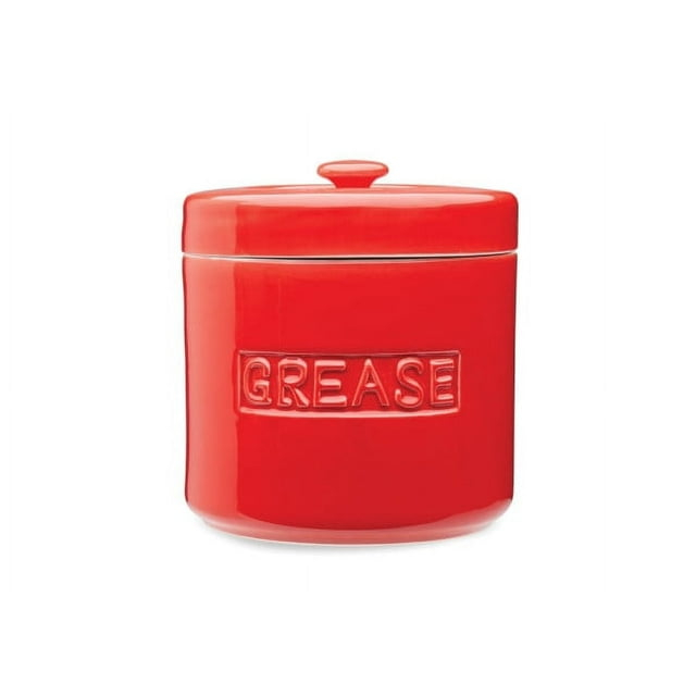 Fox Run Grease Container, Red Porcelain, 4 cup capacity