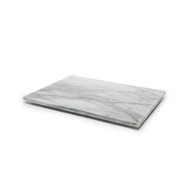 Fox Run Marble Pastry Board with Non-Slip Rubber Feet, White, 12" x 16"