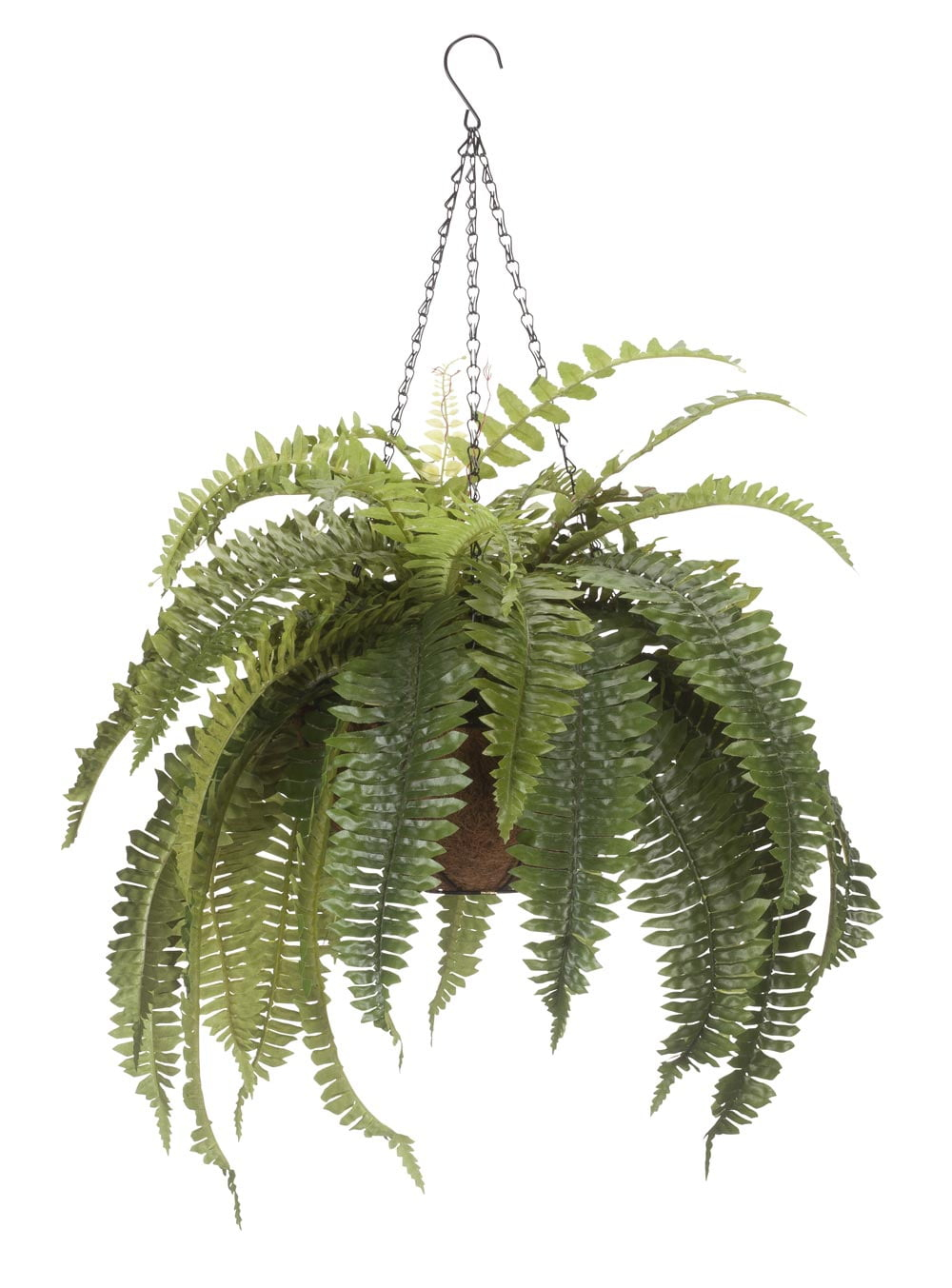 Fox Valley Traders 23 .5” Artificial Fern in Coco Fiber Hanging Basket
