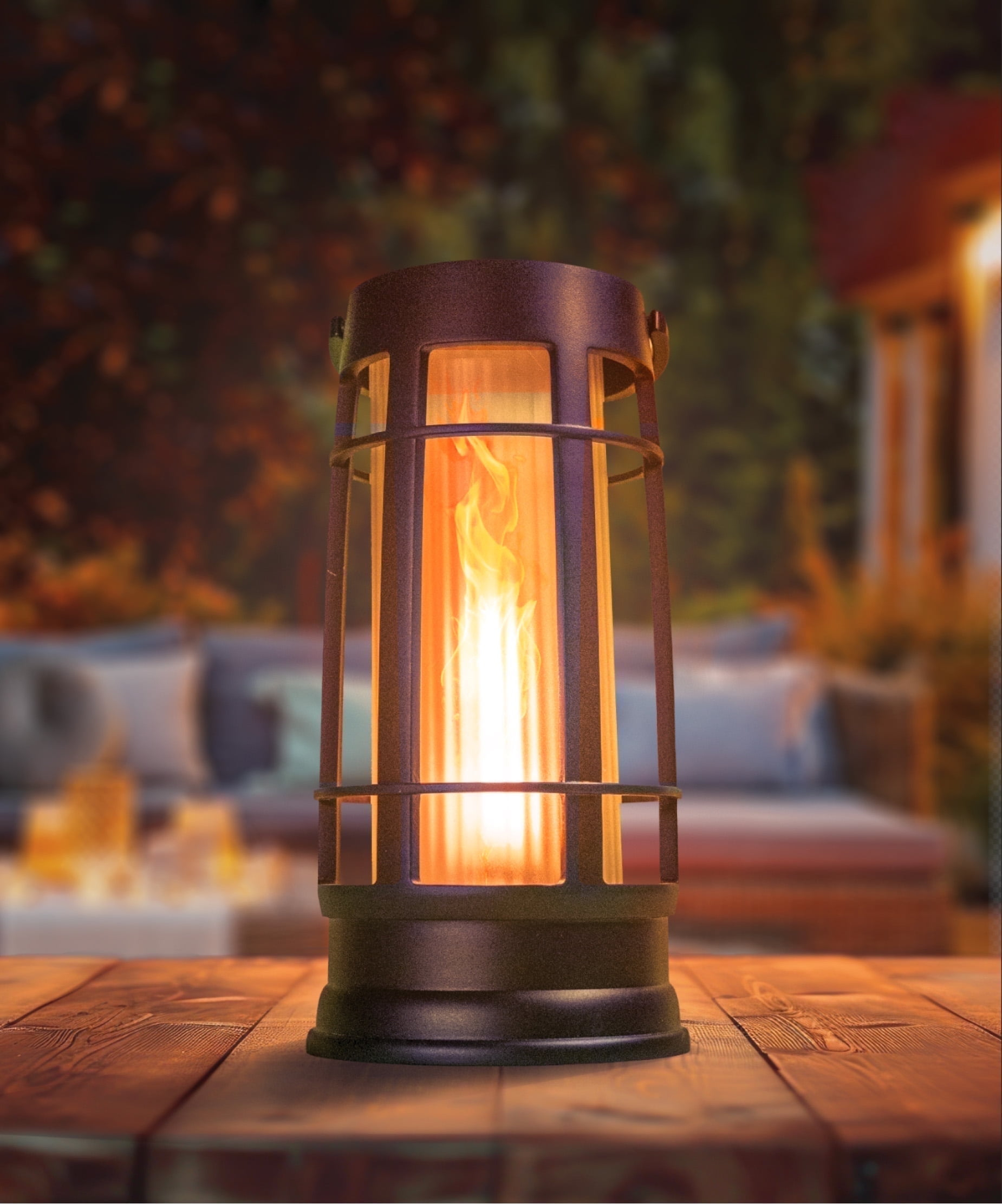 FoxFlame Professional Metal Solar Flame Lantern - Patented LED Flickering - Outdoor Waterproof - Hanging Option