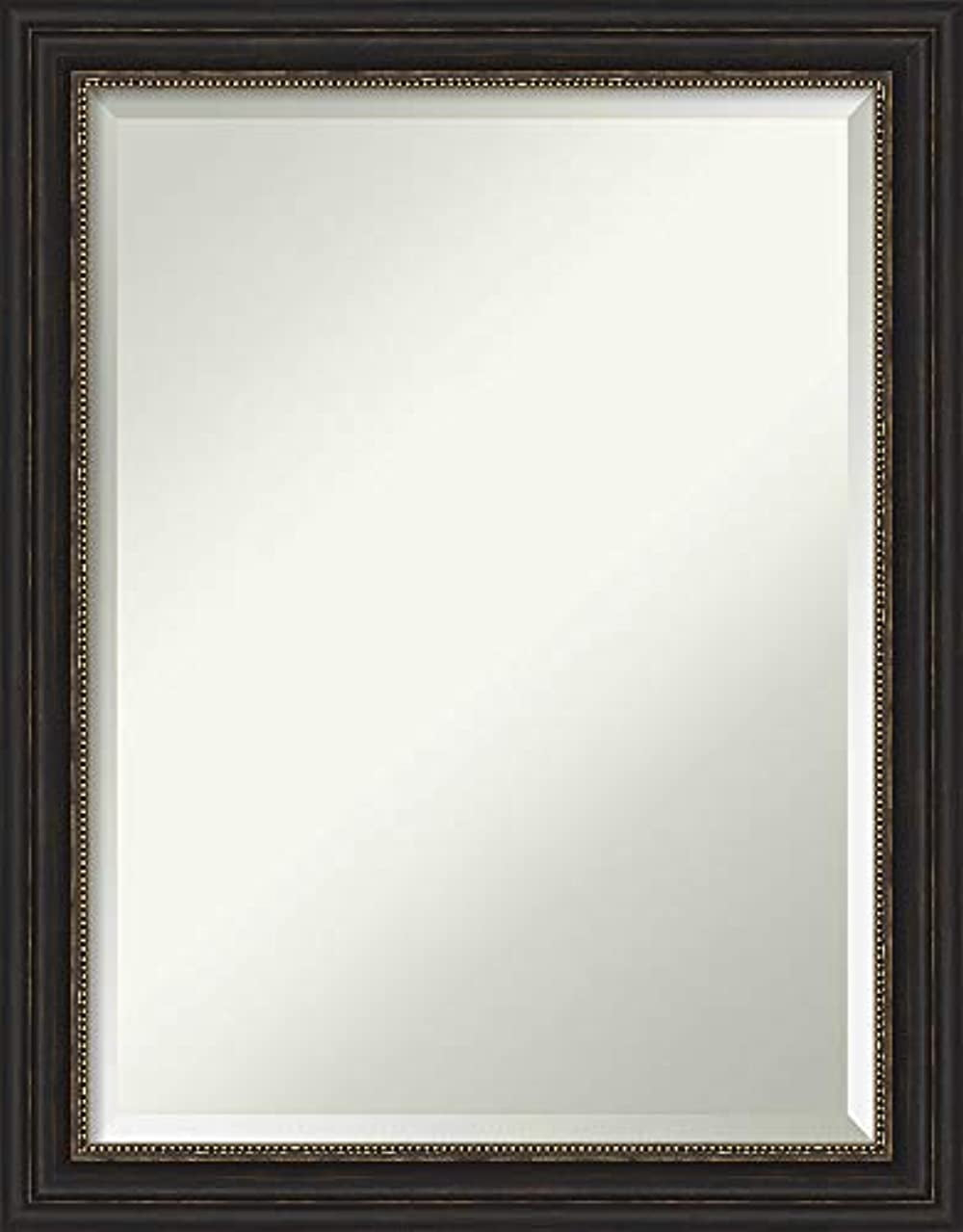 Amanti Art Beveled Bathroom Wall Mirror - Accent Bronze Narrow Frame Outer Size: 22 x 28 in